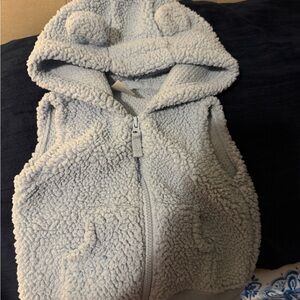 Cozy Blue Sherpa Vest with Hood